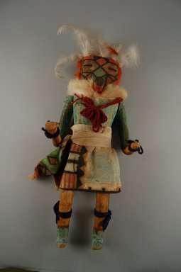 She-we-na (Zuni Pueblo). <em>Kachina Doll (Eto Pananona)</em>, late 19th century. Wood, feather, cotton, pigment, fur, 13 3/4 x 5 7/8 x 4 1/2in. (35 x 15 x 11.4cm). Brooklyn Museum, Museum Expedition 1907, Museum Collection Fund, 07.467.8415. Creative Commons-BY (Photo: Brooklyn Museum, CUR.07.467.8415_front.jpg)