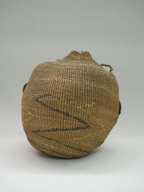 Karuk. <em>Basket Shaped Like a Water Jug</em>. Fiber, 10 5/8 × 10 3/4 × 9 1/2 in. (27 × 27.3 × 24.1 cm). Brooklyn Museum, By exchange, 07.468.9326. Creative Commons-BY (Photo: Brooklyn Museum, CUR.07.468.9326_side+1.jpg)