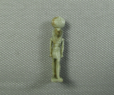  <em>Figure of Re-Horakhty</em>, 664-332 B.C.E. (probably). Faience, 1 7/16 x 5/16 x 1/2 in. (3.6 x 0.8 x 1.2 cm). Brooklyn Museum, Charles Edwin Wilbour Fund, 08.480.124. Creative Commons-BY (Photo: Brooklyn Museum, CUR.08.480.124_view1.jpg)