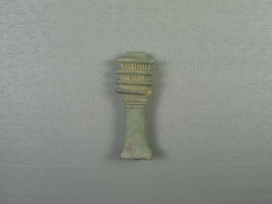  <em>Djed Pillar Amulet</em>. Faience, 2 7/16 x 13/16 x 3/8 in. (6.2 x 2.1 x 0.9 cm). Brooklyn Museum, Charles Edwin Wilbour Fund, 08.480.131. Creative Commons-BY (Photo: Brooklyn Museum, CUR.08.480.131_view1.jpg)