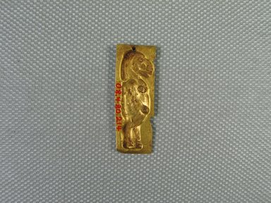  <em>Plaque - Thueris in Relief</em>, 664-30 B.C.E. Gold, 1 5/16 x 1/2 x 1/16 in. (3.3 x 1.2 x 0.2 cm). Brooklyn Museum, Charles Edwin Wilbour Fund, 08.480.214. Creative Commons-BY (Photo: Brooklyn Museum, CUR.08.480.214_view2.jpg)