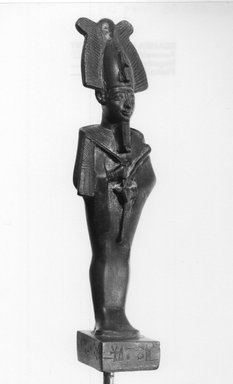  <em>Standing Mummiform Statuette of Osiris</em>, ca. 664-332 B.C.E. Bronze, 7 7/16 x 2 1/16 in. (18.9 x 5.2 cm). Brooklyn Museum, Charles Edwin Wilbour Fund, 08.480.38. Creative Commons-BY (Photo: Brooklyn Museum, CUR.08.480.38_NegD_print_bw.jpg)