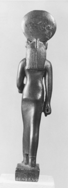  <em>Small Standing Statuette of Sakhmet</em>, 664-525 B.C.E., or later. Bronze, 4 13/16 x 5/8 x 1 9/16 in. (12.2 x 1.6 x 3.9 cm). Brooklyn Museum, Charles Edwin Wilbour Fund, 08.480.42. Creative Commons-BY (Photo: Brooklyn Museum, CUR.08.480.42_NegC_print_bw.jpg)