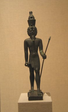 <em>Neferhotep in the Crown of Upper and Lower Egypt</em>, ca. 380-30 B.C.E. or later. Bronze, 8 3/4 x 1 5/16 x 2 15/16 in. (22.2 x 3.4 x 7.5 cm). Brooklyn Museum, Charles Edwin Wilbour Fund, 08.480.50. Creative Commons-BY (Photo: Brooklyn Museum, CUR.08.480.50_wwg8.jpg)