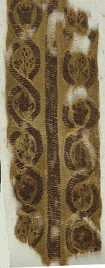 Coptic. <em>2 Fragments of Borders with Botanical Decoration</em>, 4th–5th century C.E. Flax, wool, 08.480.54a: 2 x 13 in. (5.1 x 33 cm). Brooklyn Museum, Charles Edwin Wilbour Fund, 08.480.54a-b. Creative Commons-BY (Photo: Brooklyn Museum (in collaboration with Index of Christian Art, Princeton University), CUR.08.480.54A_detail01_ICA.jpg)