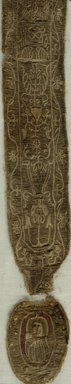 Coptic. <em>2 Clavi Fragments with Stylized Botanical Decoration</em>, 5th-6th century C.E. Flax, wool, 08.480.58a: 3 3/4 x 14 15/16 in. (9.5 x 38 cm). Brooklyn Museum, Charles Edwin Wilbour Fund, 08.480.58a-b. Creative Commons-BY (Photo: Brooklyn Museum (in collaboration with Index of Christian Art, Princeton University), CUR.08.480.58B_ICA.jpg)
