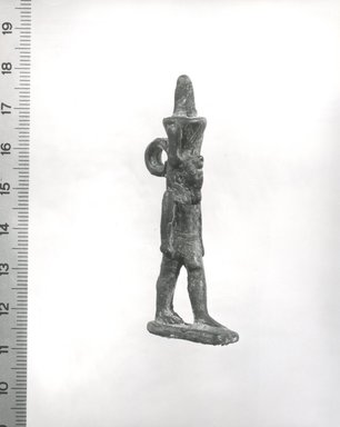 <em>Statuette of Nefertem</em>. Bronze, 2 1/2 in. (6.4 cm). Brooklyn Museum, Charles Edwin Wilbour Fund, 08.480.66. Creative Commons-BY (Photo: Brooklyn Museum, CUR.08.480.66_NegF_print_bw.jpg)