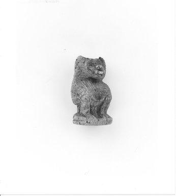  <em>Figure of a Seated Cynocephalus Ape</em>. Steatite, glaze, 1 7/16 x 13/16 in. (3.6 x 2 cm). Brooklyn Museum, Charles Edwin Wilbour Fund, 08.480.81. Creative Commons-BY (Photo: Brooklyn Museum, CUR.08.480.81_NegA_print_bw.jpg)