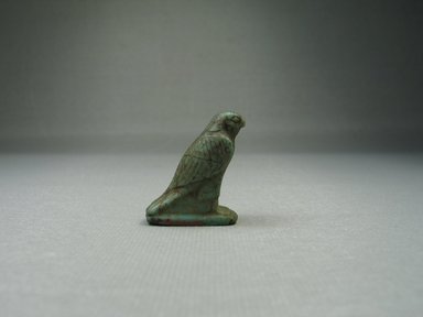 <em>Figure of a Horus Falcon</em>, 664-332 B.C.E. Faience, 1 1/8 x 1/2 x 15/16 in. (2.9 x 1.2 x 2.4 cm). Brooklyn Museum, Charles Edwin Wilbour Fund, 08.480.83. Creative Commons-BY (Photo: Brooklyn Museum, CUR.08.480.83_view2.jpg)
