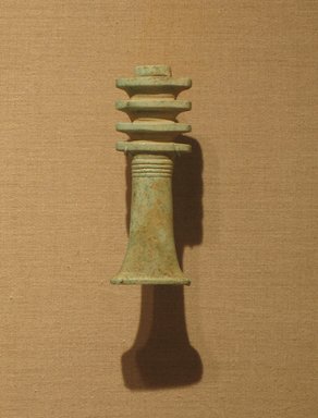  <em>Djed-Pillar</em>, ca. 664–305 B.C.E. Faience, 4 1/8 x 1 7/16 in. (10.5 x 3.7 cm). Brooklyn Museum, Charles Edwin Wilbour Fund, 08.480.94. Creative Commons-BY (Photo: Brooklyn Museum, CUR.08.480.94_wwg8.jpg)