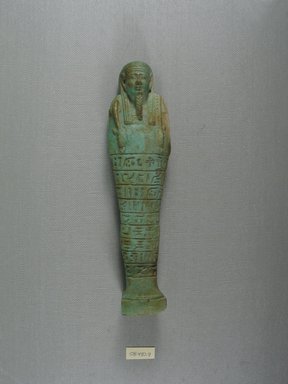  <em>Ushabti of the Priest of Nefertem</em>, 664-525 B.C.E. Faience, Height 8 in. (20.3 cm). Brooklyn Museum, Charles Edwin Wilbour Fund, 08.480.9. Creative Commons-BY (Photo: Brooklyn Museum, CUR.08.480.9_view1.jpg)