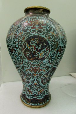  <em>Large Baluster Shaped Vase</em>, 18th-19th century. Cloisonné enamel on copper alloy, 19 5/16 x 12 3/16 in. (49 x 31 cm). Brooklyn Museum, Gift of Samuel P. Avery, 09.511. Creative Commons-BY (Photo: Brooklyn Museum, CUR.09.511.jpg)