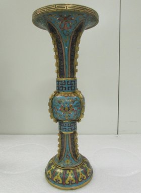  <em>Tall Slender Vase</em>, 1736-1795. Cloisonné enamel on copper alloy, 15 7/16 x 5 7/8 in. (39.2 x 15 cm). Brooklyn Museum, Gift of Samuel P. Avery, 09.611. Creative Commons-BY (Photo: Brooklyn Museum, CUR.09.611_overall.jpg)