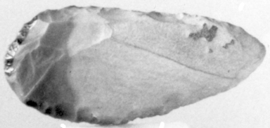  <em>Pointed Scraper</em>, ca. 4400-2675 B.C.E. Flint, 1 1/8 x 2 9/16 in. (2.9 x 6.5 cm). Brooklyn Museum, Charles Edwin Wilbour Fund, 09.889.141. Creative Commons-BY (Photo: , CUR.09.889.141_NegID_07.447.925GRPA_print_cropped_bw.jpg)