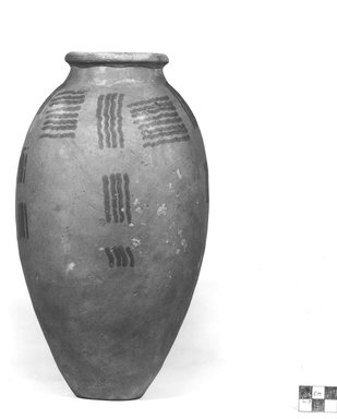  <em>Amphora Like Vase</em>. Terracotta, pigment, 10 5/8 x 5 11/16 in. (27 x 14.5 cm). Brooklyn Museum, Charles Edwin Wilbour Fund, 09.889.417. Creative Commons-BY (Photo: Brooklyn Museum, CUR.09.889.417_NegA_print_bw.jpg)