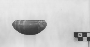  <em>Flat Cup</em>, ca. 3100-2625 B.C.E. Egyptian alabaster (calcite), 1 5/16 x  greatest diam. 3 1/8 in. (3.3 x 7.9 cm). Brooklyn Museum, Charles Edwin Wilbour Fund, 09.889.50. Creative Commons-BY (Photo: Brooklyn Museum, CUR.09.889.50_NegA_print_bw.jpg)