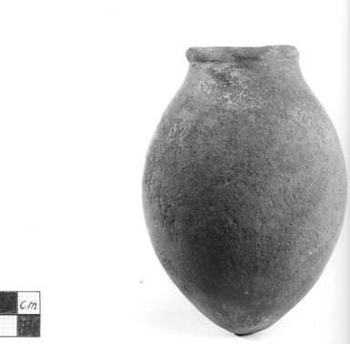  <em>Ovoid Shaped Vase</em>. Clay, slip, Height: 4 15/16 in. (12.5 cm). Brooklyn Museum, Charles Edwin Wilbour Fund, 09.889.582. Creative Commons-BY (Photo: Brooklyn Museum, CUR.09.889.582_NegA_print_bw.jpg)