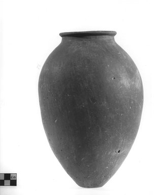  <em>Ovoid Shaped Vase</em>. Clay, slip, Height: 9 13/16 in. (25 cm). Brooklyn Museum, Charles Edwin Wilbour Fund, 09.889.587. Creative Commons-BY (Photo: Brooklyn Museum, CUR.09.889.587_NegA_print_bw.jpg)