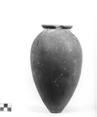  <em>Ovoid Shaped Vase</em>. Clay, slip, Height: 9 1/8 in. (23.1 cm). Brooklyn Museum, Charles Edwin Wilbour Fund, 09.889.590. Creative Commons-BY (Photo: Brooklyn Museum, CUR.09.889.590_NegA_print_bw.jpg)