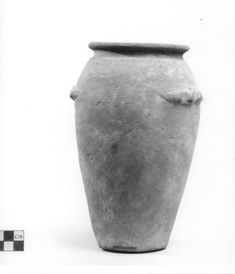  <em>Wavy-handled Jar</em>, ca. 3350–3250 B.C.E. Terracotta, 8 1/16 x greatest diam. 4 13/16 in. (20.4 x 12.2 cm). Brooklyn Museum, Charles Edwin Wilbour Fund, 09.889.608. Creative Commons-BY (Photo: Brooklyn Museum, CUR.09.889.608_NegA_print_bw.jpg)