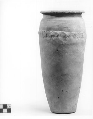  <em>Ovoid Shaped Vase with Wavy Handle</em>. Clay, slip, Height: 9 5/8 in. (24.4 cm). Brooklyn Museum, Charles Edwin Wilbour Fund, 09.889.613. Creative Commons-BY (Photo: Brooklyn Museum, CUR.09.889.613_NegA_print_bw.jpg)