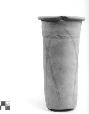  <em>Cylindrical Vase</em>. Terracotta, pigment, 8 3/8 x Diam. of mouth 3 7/16 in. (21.3 x 8.7 cm). Brooklyn Museum, Charles Edwin Wilbour Fund, 09.889.665. Creative Commons-BY (Photo: Brooklyn Museum, CUR.09.889.665_NegA_print_bw.jpg)