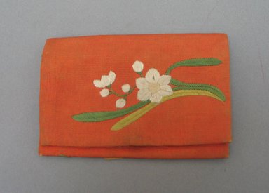  <em>Small Wallet</em>. Silk, embroidery, 4 5/16 x 5 3/16 in. (11 x 13.2 cm). Brooklyn Museum, Museum Expedition 1909, Purchased with funds given by Thomas T. Barr, E. LeGrand Beers, Carll H. de Silver, Herman B. Stutzer, Colonel Robert B. Woodward and the Museum Collection Fund, 09.930. Creative Commons-BY (Photo: Brooklyn Museum, CUR.09.930_folded.jpg)