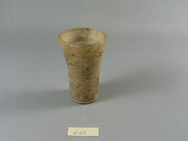 Islamic. <em>Beaker</em>, late 13th-early 14th century C.E. Glass, enamel, 3 1/8 x Diam. 1 15/16 in. (8 x 5 cm). Brooklyn Museum, Purchased with funds given by Robert B. Woodward, 12.25. Creative Commons-BY (Photo: Brooklyn Museum, CUR.12.25.jpg)