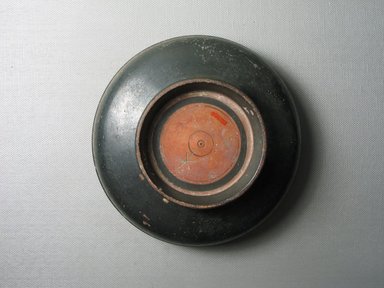 Greek-Attic. <em>Bowl with Graffito on Bottom</em>, 420 B.C.E., or later. Clay, slip, 1 15/16 x Diam. 6 1/8 in. (4.9 x 15.5 cm). Brooklyn Museum, Gift of the Egypt Exploration Society, 12.908. Creative Commons-BY (Photo: Brooklyn Museum, CUR.12.908_view3.jpg)