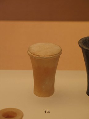  <em>Ointment Vase</em>, ca. 1938-1700 B.C.E. Egyptian alabaster, 2 9/16 x 1 13/16 in. (6.5 x 4.6 cm). Brooklyn Museum, Gift of the Egypt Exploration Fund, 13.1032a-b. Creative Commons-BY (Photo: Brooklyn Museum, CUR.13.1032a-b_mummychamber.jpg)