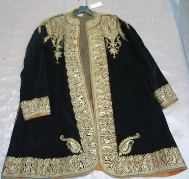  <em>Black Coat, Embroidered</em>. Velvet, Metallic thread, Other (Shoulder to Shoulder): 17 5/16 x 37 3/8 in. (44 x 95 cm). Brooklyn Museum, Museum Expedition 1913-1914, Museum Collection Fund, 14.509. Creative Commons-BY (Photo: Brooklyn Museum, CUR.14.509_overall.jpg)