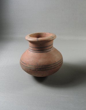  <em>Jar</em>, ca. 1539-1292 B.C.E. Clay, pigment, 3 11/16 × 2 11/16 in. (9.4 × 6.8 cm). Brooklyn Museum, Gift of the Egypt Exploration Fund, 14.635. Creative Commons-BY (Photo: Brooklyn Museum, CUR.14.635_view1.jpg)