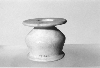  <em>Undecorated Kohl Jar</em>, ca. 1539-1292 B.C.E. Egyptian alabaster, 1 3/8 x 1 3/4 in. (3.5 x 4.5 cm). Brooklyn Museum, Gift of the Egypt Exploration Fund, 14.639. Creative Commons-BY (Photo: Brooklyn Museum, CUR.14.639_NegL1011_34_print_bw.jpg)