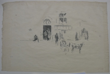 James Abbott McNeill Whistler (American, 1834–1903). <em>Gaiety Stage Door</em>, 1879. Lithograph, irregular: 8 1/4 x 12 5/16 in. (21 x 31.3 cm). Brooklyn Museum, Gift of the Rembrandt Club, 15.375 (Photo: Brooklyn Museum, CUR.15.375.jpg)