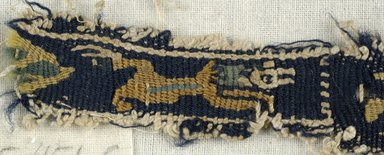 Coptic. <em>Band Fragment with Animal and Botanical Decoration</em>, 5th-6th centruy C.E. Flax, wool, 1 x 6 in. (2.5 x 15.2 cm). Brooklyn Museum, Gift of the Egypt Exploration Fund, 15.451c. Creative Commons-BY (Photo: Brooklyn Museum (in collaboration with Index of Christian Art, Princeton University), CUR.15.451C_detail01_ICA.jpg)