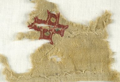 Coptic. <em>Fragment with Cross Decoration</em>, 5th-6th century C.E. Linen, wool, 6 x 6 in. (15.2 x 15.2 cm). Brooklyn Museum, Gift of the Egypt Exploration Fund, 15.452. Creative Commons-BY (Photo: Brooklyn Museum (in collaboration with Index of Christian Art, Princeton University), CUR.15.452_ICA.jpg)