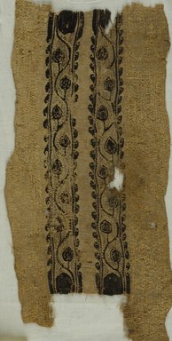 Coptic. <em>2 Band Fragments with Botanical Decoration</em>, 5th-7th century C.E. Flax, wool, 6 1/2 x 13 in. (16.5 x 33 cm). Brooklyn Museum, Gift of the Egypt Exploration Fund, 15.453. Creative Commons-BY (Photo: Brooklyn Museum (in collaboration with Index of Christian Art, Princeton University), CUR.15.453_ICA.jpg)