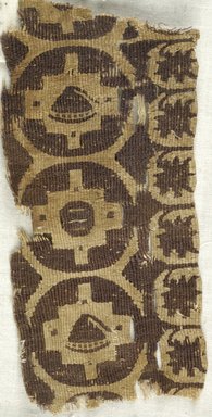 Coptic. <em>Fragment with Botanical and Geometric Decorations</em>, 7th century C.E. Flax, wool, 2 9/16 x 5 1/2 in. (6.5 x 14 cm). Brooklyn Museum, Gift of the Egypt Exploration Fund, 15.457. Creative Commons-BY (Photo: Brooklyn Museum (in collaboration with Index of Christian Art, Princeton University), CUR.15.457_ICA.jpg)