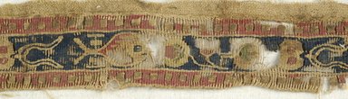 Coptic. <em>2 Band Fragments with Animal and Botanical Decoration</em>, 5th century C.E. Flax, wool, 16.468a: 2 x 16 in. (5.1 x 40.6 cm). Brooklyn Museum, Gift of the Egypt Exploration Fund, 15.468a-b. Creative Commons-BY (Photo: Brooklyn Museum (in collaboration with Index of Christian Art, Princeton University), CUR.15.468A_detail03_ICA.jpg)