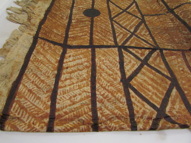 Samoan. <em>Tapa (Siapo tasina)</em>, late 19th-early 20th century. Barkcloth, resin paint, 77 3/16 x 77 3/16 in. (196 x 196 cm). Brooklyn Museum, Gift of Florence Starr, 15.73. Creative Commons-BY (Photo: , CUR.15.73_detail01.jpg)
