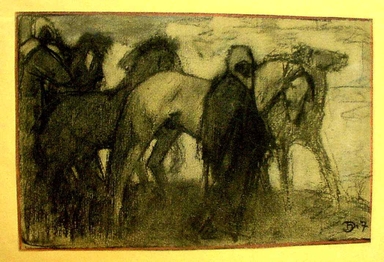 Henri Deluermoz (French, 1876-1943). <em>Arabs and Horses</em>, ca. 1907. Charcoal and pastel, 8 5/16 x 12 5/8 in. (21.1 x 32.1 cm). Brooklyn Museum, Gift of Frank L. Babbott, 15002 (Photo: , CUR.15002.jpg)