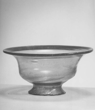 Egypto-Roman. <em>Bowl</em>, 4th century C.E. Glass, 3 1/16 x Diam. 6 1/16 in. (7.7 x 15.4 cm). Brooklyn Museum, Gift of Evangeline Wilbour Blashfield, Theodora Wilbour, and Victor Wilbour honoring the wishes of their mother, Charlotte Beebe Wilbour, as a memorial to their father, Charles Edwin Wilbour, 16.108.13. Creative Commons-BY (Photo: Brooklyn Museum, CUR.16.108.13_NegA_print_bw.jpg)