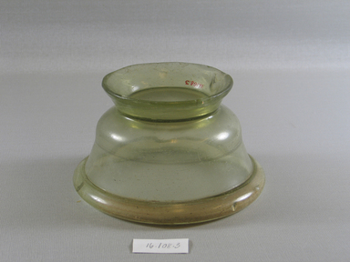 Egypto-Roman. <em>Bowl</em>, 4th century C.E. Glass, 2 9/16 x Diam. 5 15/16 in. (6.5 x 15.1 cm). Brooklyn Museum, Gift of Evangeline Wilbour Blashfield, Theodora Wilbour, and Victor Wilbour honoring the wishes of their mother, Charlotte Beebe Wilbour, as a memorial to their father, Charles Edwin Wilbour, 16.108.3. Creative Commons-BY (Photo: Brooklyn Museum, CUR.16.108.3_view2.jpg)