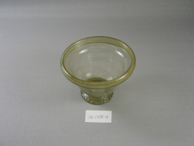 Egypto-Roman. <em>Bowl</em>, 4th century C.E. Glass, 2 1/2 x Diam. 3 11/16 in. (6.3 x 9.3 cm). Brooklyn Museum, Gift of Evangeline Wilbour Blashfield, Theodora Wilbour, and Victor Wilbour honoring the wishes of their mother, Charlotte Beebe Wilbour, as a memorial to their father, Charles Edwin Wilbour, 16.108.4. Creative Commons-BY (Photo: Brooklyn Museum, CUR.16.108.4.jpg)