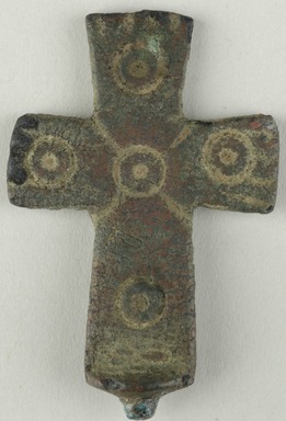 Coptic. <em>Cross</em>, 5th century C.E. Bronze, 1 5/16 x 1/8 x 2 1/4 in. (3.4 x 0.3 x 5.7 cm). Brooklyn Museum, Gift of Evangeline Wilbour Blashfield, Theodora Wilbour, and Victor Wilbour honoring the wishes of their mother, Charlotte Beebe Wilbour, as a memorial to their father, Charles Edwin Wilbour, 16.134. Creative Commons-BY (Photo: Brooklyn Museum (in collaboration with Index of Christian Art, Princeton University), CUR.16.134_ICA.jpg)