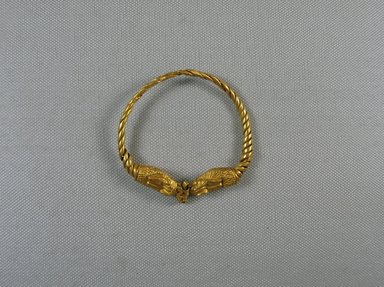 Egypto-Roman. <em>Bracelet</em>, 3rd century C.E. Gold, 2 5/8 x 9/16 x 2 11/16 in. (6.6 x 1.5 x 6.9 cm). Brooklyn Museum, Gift of Evangeline Wilbour Blashfield, Theodora Wilbour, and Victor Wilbour honoring the wishes of their mother, Charlotte Beebe Wilbour, as a memorial to their father, Charles Edwin Wilbour, 16.146. Creative Commons-BY (Photo: Brooklyn Museum, CUR.16.146.jpg)