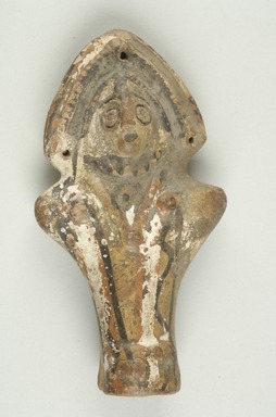Coptic. <em>Figurine of a Female</em>, 6th-7th century C.E. Terracotta, pigment, 5 11/16 x 3 1/16 x 1 5/16 in. (14.5 x 7.7 x 3.4 cm). Brooklyn Museum, Gift of Evangeline Wilbour Blashfield, Theodora Wilbour, and Victor Wilbour honoring the wishes of their mother, Charlotte Beebe Wilbour, as a memorial to their father, Charles Edwin Wilbour, 16.161. Creative Commons-BY (Photo: Brooklyn Museum (in collaboration with Index of Christian Art, Princeton University), CUR.16.161_view1_ICA.jpg)