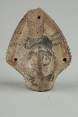 Coptic. <em>Head of Female Figurine</em>, 6th-7th century C.E. Terracotta, pigment, 2 5/16 x 1 7/8 x 15/16 in. (5.9 x 4.7 x 2.4 cm). Brooklyn Museum, Gift of Evangeline Wilbour Blashfield, Theodora Wilbour, and Victor Wilbour honoring the wishes of their mother, Charlotte Beebe Wilbour, as a memorial to their father, Charles Edwin Wilbour, 16.162. Creative Commons-BY (Photo: Brooklyn Museum (in collaboration with Index of Christian Art, Princeton University), CUR.16.162_view1_ICA.jpg)