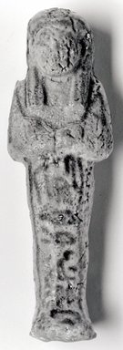  <em>Ushabti of Tay-heret</em>, ca. 1075–945 B.C.E. Faience, 4 3/16 x 1 3/8 in. (10.7 x 3.5 cm). Brooklyn Museum, Gift of Evangeline Wilbour Blashfield, Theodora Wilbour, and Victor Wilbour honoring the wishes of their mother, Charlotte Beebe Wilbour, as a memorial to their father, Charles Edwin Wilbour, 16.175. Creative Commons-BY (Photo: Brooklyn Museum, CUR.16.175_NegA_print_bw.jpg)