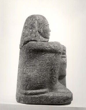 Egyptian. <em>Minmose</em>, ca. 1279-1213 B.C.E. Pink granite, 13 7/8 × 9 1/4 × 13 in., 96 lb. (35.2 × 23.5 × 33 cm, 43.55kg). Brooklyn Museum, Gift of Evangeline Wilbour Blashfield, Theodora Wilbour, and Victor Wilbour honoring the wishes of their mother, Charlotte Beebe Wilbour, as a memorial to their father, Charles Edwin Wilbour, 16.206.1. Creative Commons-BY (Photo: , CUR.16.206.1_16.206.2a-c_negB_bw.jpg)